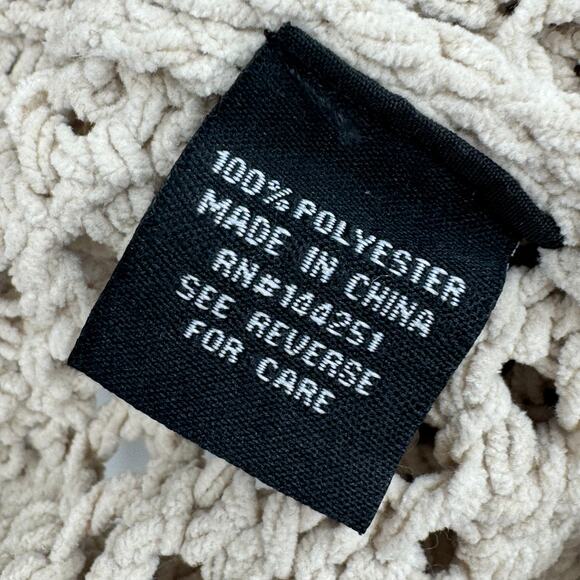 Moon & Madison cropped pullover sweater open knit crochet crew tan boho M - Picture 6 of 7